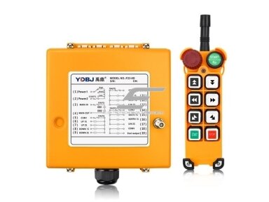 Belaidis kranų valdymo pultas | 6 mygtukai + START/STOP | 2 greičiai | 315/433 MHz | 24–440 V AC/DC | IP65 | ES-F23-6D Belaidis kranų valdymo pultas | 6 mygtukai + START/STOP | 2 greičiai | 315/433 MHz | 24–440 V AC/DC | IP65 | ES-F23-6D