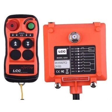 Bezvadu celtņa vadības pults | 2 divpakāpju pogas + START/STOP | 2 ātrumi | 230 V AC | IP65 | LCC-202