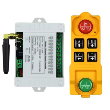 Bezvadu celtņa vadības pults | 4 pogas + START/STOP | 1 ātrums | 433 MHz | 100–240 V AC | modulārs uztvērējs | AK-C211008 Bezvadu celtņa vadības pults | 4 pogas + START/STOP | 1 ātrums | 433 MHz | 100–240 V AC | modulārs uztvērējs | AK-C211008