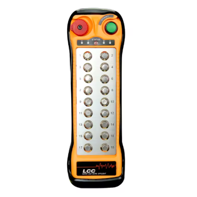 Bezvadu celtņa vadības pults | 2 raidītāji + uztvērējs | 18 pogas + START/STOP | 1 ātrums | 433 MHz | IP65 | ES-Q1800 Bezvadu celtņa vadības pults | 2 raidītāji + uztvērējs | 18 pogas + START/STOP | 1 ātrums | 433 MHz | IP65 | ES-Q1800