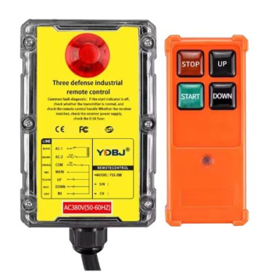Bezvadu celtņa vadības pults | 2 pogas + START/STOP | 1 ātrums | 868 MHz | 12–440 V AC/DC | IP65 | ES-F21-2SE Bezvadu celtņa vadības pults | 2 pogas + START/STOP | 1 ātrums | 868 MHz | 12–440 V AC/DC | IP65 | ES-F21-2SE
