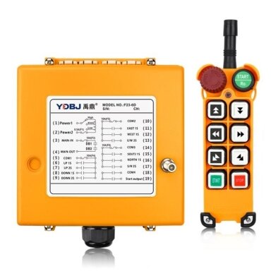 Bezvadu celtņa vadības pults | 6 pogas + START/STOP | 2 ātrumi | 315/433 MHz | 24–440 V AC/DC | IP65 | ES-F23-6D