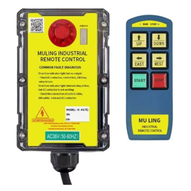 Bezvadu celtņa vadības pults | 4 pogas + START/STOP | 1 ātrums | 868 MHz | 230 V AC | IP66 | ES-ML-K4 Bezvadu celtņa vadības pults | 4 pogas + START/STOP | 1 ātrums | 868 MHz | 230 V AC | IP66 | ES-ML-K4