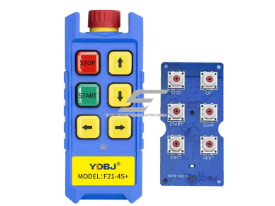 Belaidis kranų valdymo pultas | 4 mygtukai + START/STOP + grybo STOP | 1 greitis | 868 MHz | 24–440 V AC/DC | ES-F21-4S+ 1 Belaidis kranų valdymo pultas | 4 mygtukai + START/STOP + grybo STOP | 1 greitis | 868 MHz | 24–440 V AC/DC | ES-F21-4S+ 1
