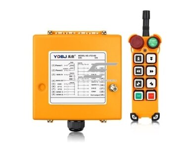 Belaidis kranų valdymo pultas | 6 mygtukai + START/STOP | 2 greičiai | 315/433 MHz | 24–440 V AC/DC | IP65 | ES-F23-6D
