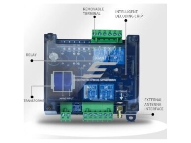 Belaidis kranų valdymo pultas | 2 mygtukai + START/STOP | 1 greitis | 868 MHz | 230 V AC | modulinis imtuvas | ES-LD-BC2 3 Belaidis kranų valdymo pultas | 2 mygtukai + START/STOP | 1 greitis | 868 MHz | 230 V AC | modulinis imtuvas | ES-LD-BC2 3