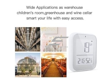Išmanus | belaidis šviesos | temperatūros ir drėgmes matuoklis | jutiklis | 0-999lux | 0-50°C | 0-99RH% | 66x66x11mm | baltas | Wi-Fi | ZigBee | Smart Life | TUYA | MOES 8