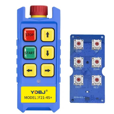 Bezvadu celtņa vadības pults | 4 pogas + START/STOP + sēnes STOP | 1 ātrums | 868 MHz | 24–440 V AC/DC | ES-F21-4S+ 1 Bezvadu celtņa vadības pults | 4 pogas + START/STOP + sēnes STOP | 1 ātrums | 868 MHz | 24–440 V AC/DC | ES-F21-4S+ 1