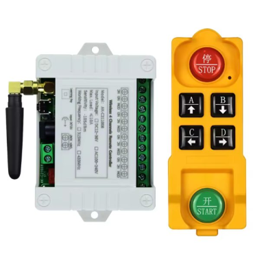 Bezvadu celtņa vadības pults | 4 pogas + START/STOP | 1 ātrums | 433 MHz | 100–240 V AC | modulārs uztvērējs | AK-C211008