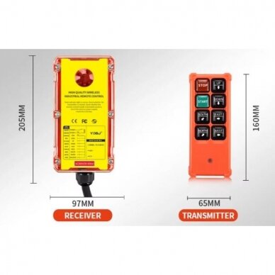 Wireless crane remote control | 6 buttons + START/STOP | 1 speed | 868 MHz | 24–440 V AC/DC | ES-F21-E1B(H) 2