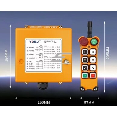 Bezprzewodowy pilot do suwnicy | 6 przycisków + START/STOP | 2 prędkości | 315/433 MHz | 24–440 V AC/DC | IP65 | ES-F23-6D 2
