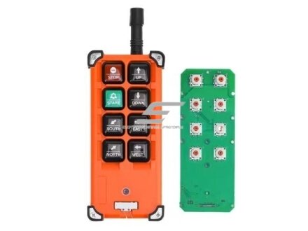 Belaidis kranų valdymo pultas | 6 mygtukai + START/STOP, 2×4 klaviatūra | 1 greitis | 24–440 V AC/DC | IP65 | F21-E1B-TX 2