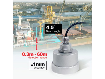 Bekontaktis skysčio lygio radaras | 80GHz mmWave jutiklis rezervuarams | 0.3–60 m | ±0.01 m tikslumas | RS422 | 9–24V DC | vandens, nuotekų, hidrologinių sistemų lygio matavimui 3
