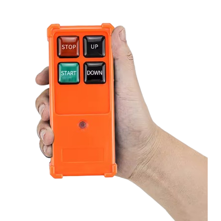 Bezvadu celtņa vadības pults | 2 pogas + START/STOP | 1 ātrums | 868 MHz | 12–440 V AC/DC | IP65 | ES-F21-2SE 2 Bezvadu celtņa vadības pults | 2 pogas + START/STOP | 1 ātrums | 868 MHz | 12–440 V AC/DC | IP65 | ES-F21-2SE 2
