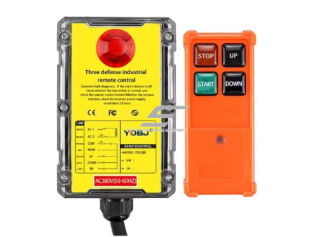 Belaidis kranų valdymo pultas | 2 mygtukai + START/STOP | 1 greitis | 868 MHz | 12–440 V AC/DC | IP65 | ES-F21-2SE Belaidis kranų valdymo pultas | 2 mygtukai + START/STOP | 1 greitis | 868 MHz | 12–440 V AC/DC | IP65 | ES-F21-2SE
