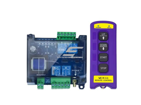 Belaidis kranų valdymo pultas | 2 mygtukai + START/STOP | 1 greitis | 868 MHz | 230 V AC | modulinis imtuvas | ES-LD-BC2