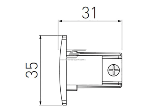 Galinis dangtelis bėgeliui X-RAIL | 35x31mm | baltas | GTV Lighting | XAE-ZKUNCB-00 | 5901867193346 1