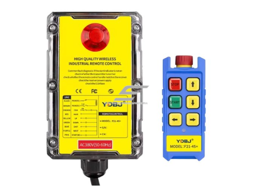 Belaidis kranų valdymo pultas | 4 mygtukai + START/STOP + grybo STOP | 1 greitis | 868 MHz | 24–440 V AC/DC | ES-F21-4S+