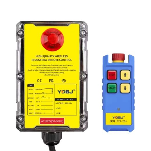 Wireless crane remote control | 2 buttons + START/STOP + mushroom STOP | 1 speed | 868 MHz | 24–440 V AC/DC | IP65 | ES-F21-2S+