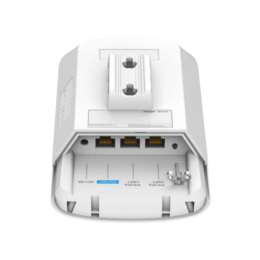 Outdoor Wireless LAN Bridge | for Reliable Network Connection | up to 3 km | 2.4/5 GHz | Wi-Fi 5 | 3xRJ45 with PoE | IP55 | Ruijie RG-EST330F-P 2