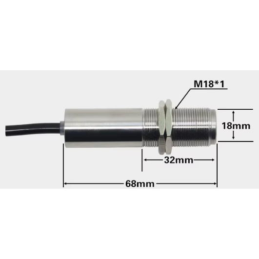 Bezkontakta infrasarkanais (IR) temperatūras sensors | 0–800 °C | M18 | 68mm | 10–24 VDC | 4-20mA | nerūsējošais tērauds 1 Bezkontakta infrasarkanais (IR) temperatūras sensors | 0–800 °C | M18 | 68mm | 10–24 VDC | 4-20mA | nerūsējošais tērauds 1