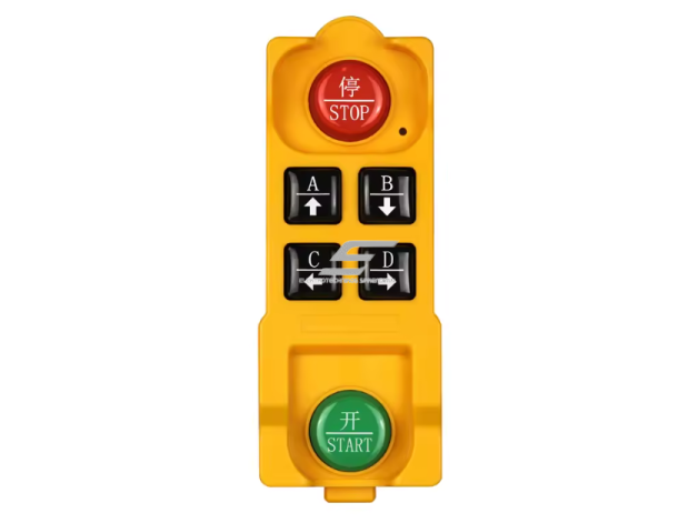 Belaidis kranų valdymo pultas | 4 mygtukai + START/STOP | 1 greitis | 433 MHz | 100–240 V AC | modulinis imtuvas | AK-C211008 1