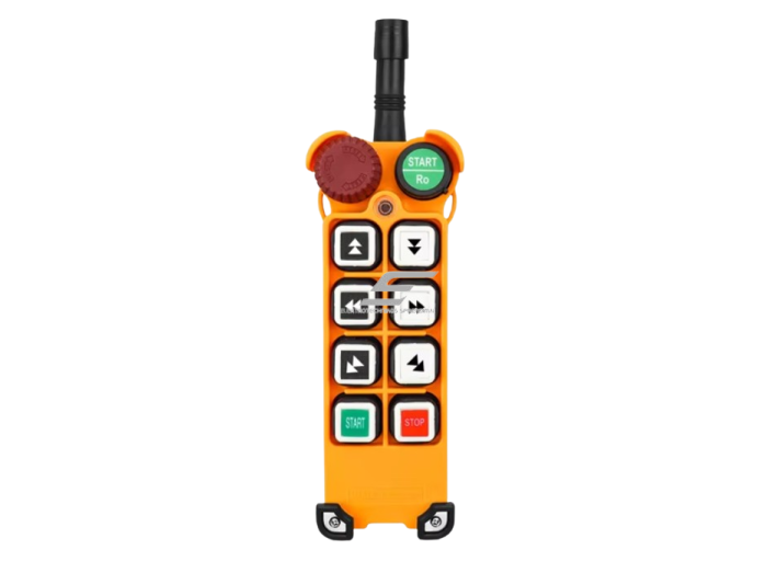 Belaidis kranų valdymo pultas | 6 mygtukai + START/STOP | 2 greičiai | 315/433 MHz | 24–440 V AC/DC | IP65 | ES-F23-6D 1
