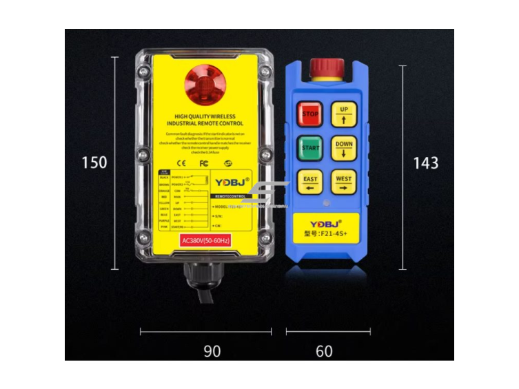 Belaidis kranų valdymo pultas | 4 mygtukai + START/STOP + grybo STOP | 1 greitis | 868 MHz | 24–440 V AC/DC | ES-F21-4S+ 2 Belaidis kranų valdymo pultas | 4 mygtukai + START/STOP + grybo STOP | 1 greitis | 868 MHz | 24–440 V AC/DC | ES-F21-4S+ 2