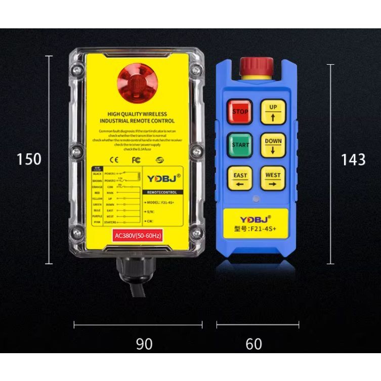Bezvadu celtņa vadības pults | 4 pogas + START/STOP + sēnes STOP | 1 ātrums | 868 MHz | 24–440 V AC/DC | ES-F21-4S+ 2 Bezvadu celtņa vadības pults | 4 pogas + START/STOP + sēnes STOP | 1 ātrums | 868 MHz | 24–440 V AC/DC | ES-F21-4S+ 2
