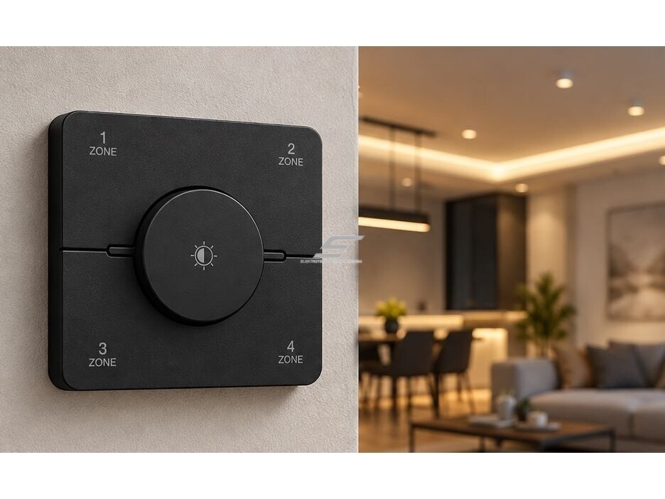 Belaidis LED apšvietimo pritemdymo valdiklis | dimeris | ryškumo ir spalvinės temperatūros valdymas | CCT | 86x86mm | 4 zonos | 2,4GHz | juodas 5