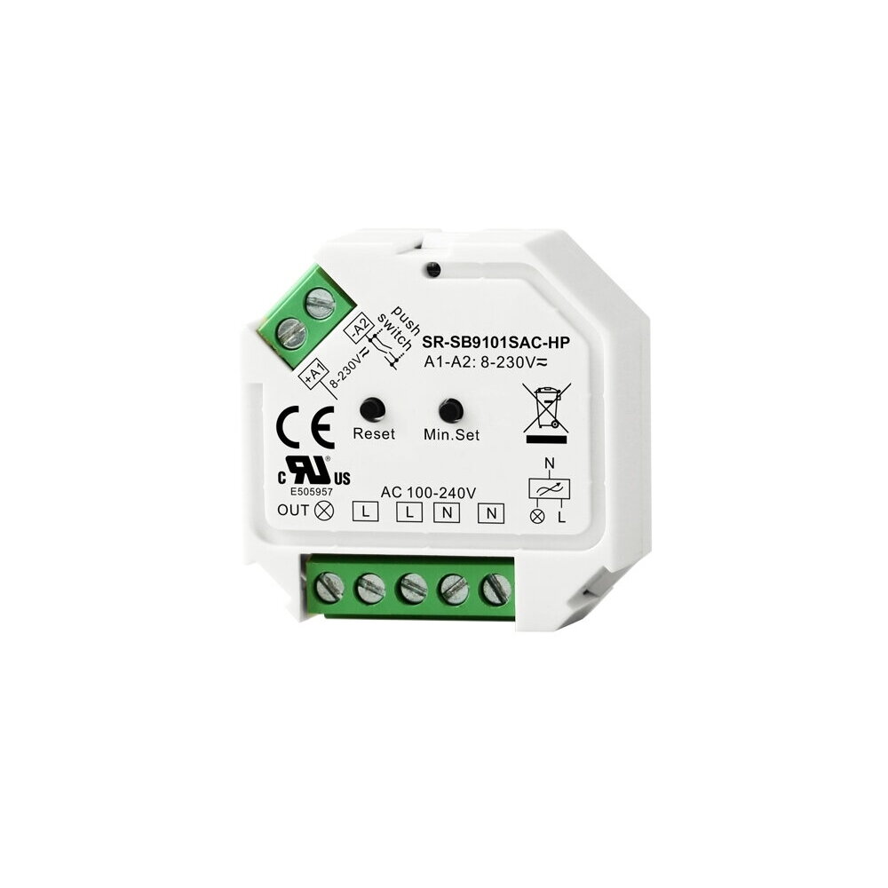 Bluetooth LED dimmer | TRIAC | 100–240 V AC | 200 W LED / 400 W hõõglampidele | süvistatav | IP20 | Sunricher SR-SB9101SAC-HP Bluetooth LED dimmer | TRIAC | 100–240 V AC | 200 W LED / 400 W hõõglampidele | süvistatav | IP20 | Sunricher SR-SB9101SAC-HP
