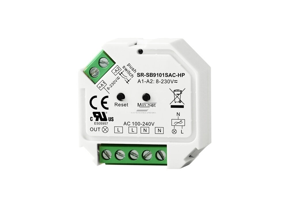 Bluetooth LED dimeris | TRIAC | 100–240 V AC | 200 W LED / 400 W kaitrinėms | potinkinis | IP20 | Sunricher SR-SB9101SAC-HP