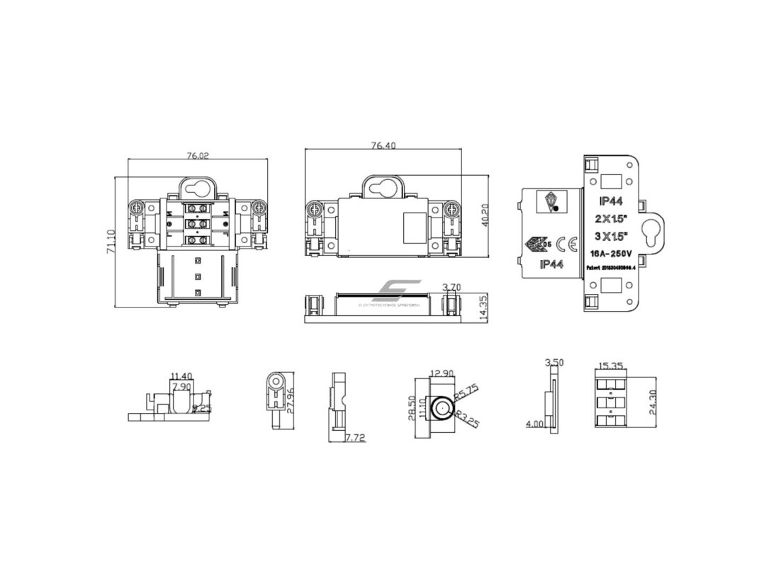 Sujungimo dėžutė laidams | hermetinė | 1,55mm² | 250V | 17,5A | IP44 1