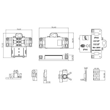 Wiring junction box | hermetic | 1.55mm² | 250V | 17.5A | IP44 Wiring junction box | hermetic | 1.55mm² | 250V | 17.5A | IP44