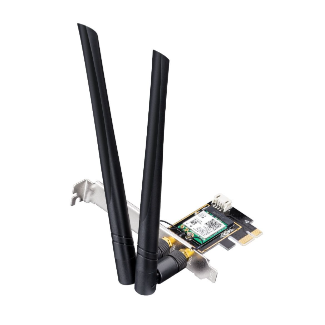 Беспроводной PCI-E адаптер | Wi-Fi 6 + Bluetooth 5.2 | до 3000 Мбит/с | 160 МГц | технология 2×2 MU-MIMO | съёмные антенны | CUDY WE3000