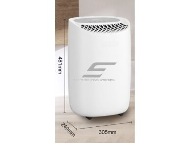 Išmanus buitinis kompresorinis oro sausintuvas | valytuvas | drėgmės surinkėjas su jonizatoriumi | 170W | 230V | 12l/24h | 100m³/h | 481x305x249mm | baltas | Wi-Fi 3