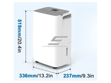Buitinis oro sausintuvas | valytuvas | drėgmės surinkėjas su jonizatoriumi | 250W | 230V | 20l/24h | 155m³/h | 519x336x237mm | baltas 3