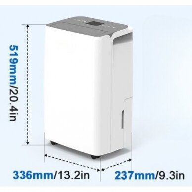 Domestic air dehumidifier | air purifier | moisture collector with ionizer | 300W | 230V | 25l/24h | 140m³/h | 519x336x237mm | white 3