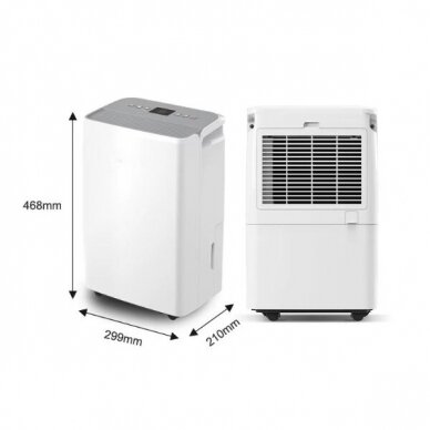Domestic air dehumidifier | air purifier | moisture collector with ionizer | 175W | 230V | 10l/24h | 95m³/h | 468x299x210mm | white 2