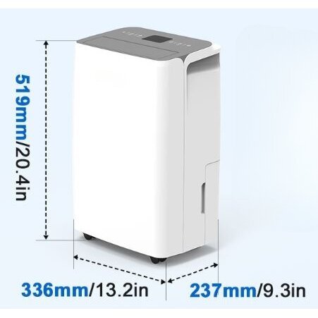 Domestic air dehumidifier | air purifier | moisture collector with ionizer | 300W | 230V | 25l/24h | 140m³/h | 519x336x237mm | white 3