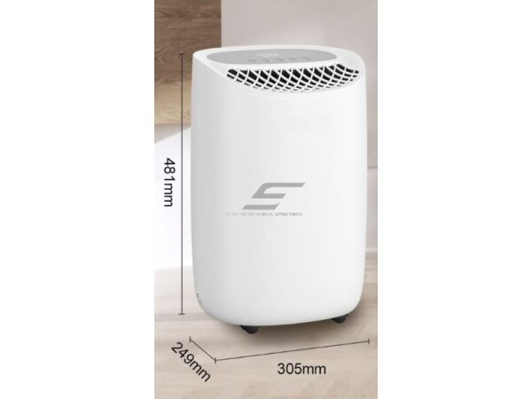 Išmanus buitinis kompresorinis oro sausintuvas | valytuvas | drėgmės surinkėjas su jonizatoriumi | 170W | 230V | 12l/24h | 100m³/h | 481x305x249mm | baltas | Wi-Fi 3