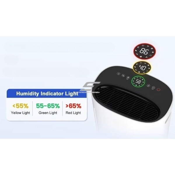 Domestic air dehumidifier | air purifier | moisture collector with ionizer | 225W | 230V | 22l/24h | 130m³/h | 560x383x263mm | white 3