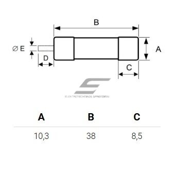 Cilinriskais fuse | keramisks | 10,3x38mm | 6A | 500V | 120kA | gG | DF Electric 1