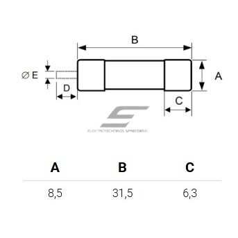 Cilinriskais fuse | keramisks | 8x32mm | 1A | 400V | 20kA | gG | DF Electric 1 Cilinriskais fuse | keramisks | 8x32mm | 1A | 400V | 20kA | gG | DF Electric 1