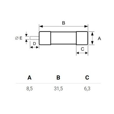 Cylindrical fuse | ceramic | 8x32mm | 16A | 400V | 20kA | gG | DF Electric Cylindrical fuse | ceramic | 8x32mm | 16A | 400V | 20kA | gG | DF Electric