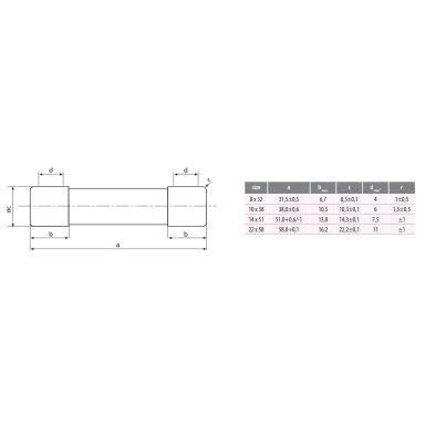 Cilinriskais fuse | keramisks | 14x51mm | 16A | 690V | 80kA | gG | CH14 | Eti