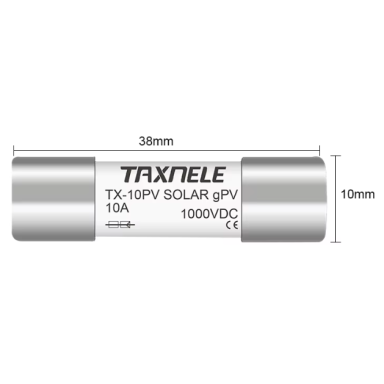 Cylindrical fuse for solar power plants | 10x38mm | 10A | 33kA | gPV | 1000VDC Cylindrical fuse for solar power plants | 10x38mm | 10A | 33kA | gPV | 1000VDC