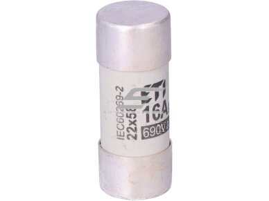 Cilindrinis saugiklis | keramikinis | 22x58mm | 50A | 690V | 80kA | gG | CH22 | Eti | 002640019 Cilindrinis saugiklis | keramikinis | 22x58mm | 50A | 690V | 80kA | gG | CH22 | Eti | 002640019