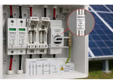 Cilindrinis saugiklis saulės elektrinėms | 10x38mm | 15A | 33kA | gPV | 1000VDC 3 Cilindrinis saugiklis saulės elektrinėms | 10x38mm | 15A | 33kA | gPV | 1000VDC 3