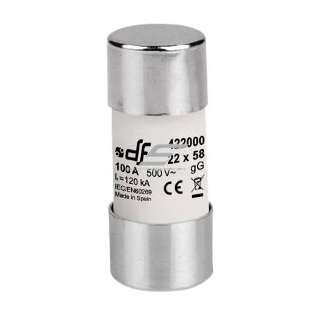 Silindriline kaitse | keraamiline | 22,2x58mm | 100A | 500V | 120kA | gG | DF Electric Silindriline kaitse | keraamiline | 22,2x58mm | 100A | 500V | 120kA | gG | DF Electric